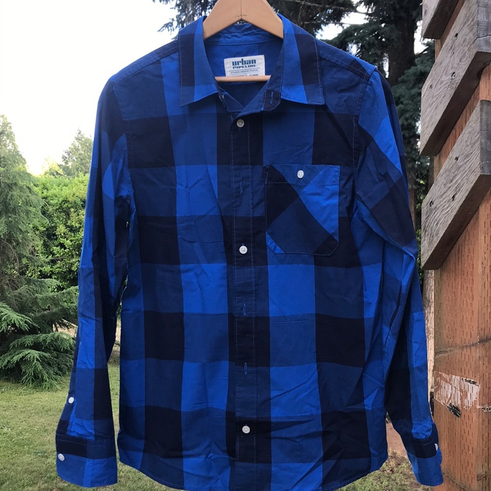 Blue checkered flannel